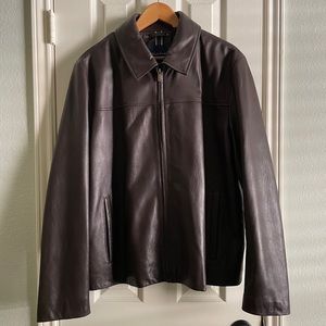 Cole Haan Men’s Brown Lambskin Leather Jacket